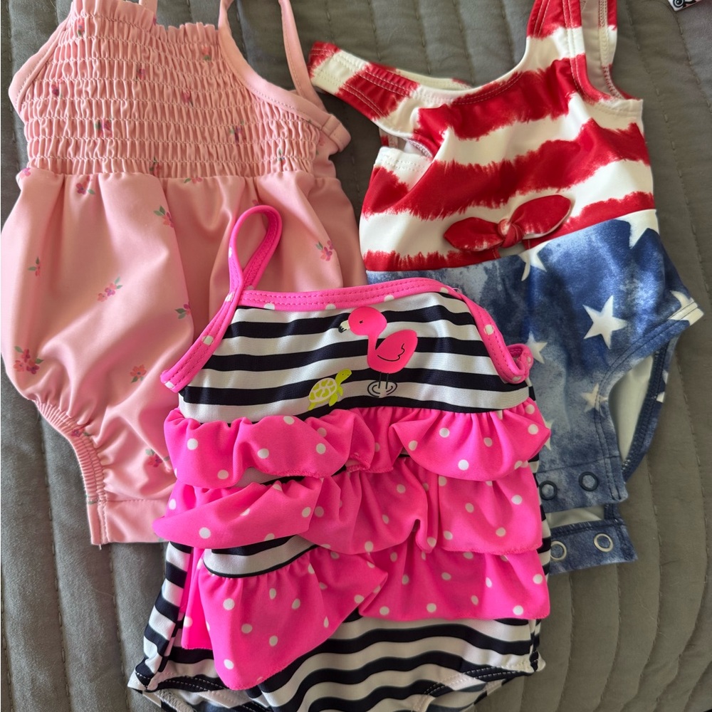 Carter's Kids Swim One Piece Set - Pink, Red, Blue